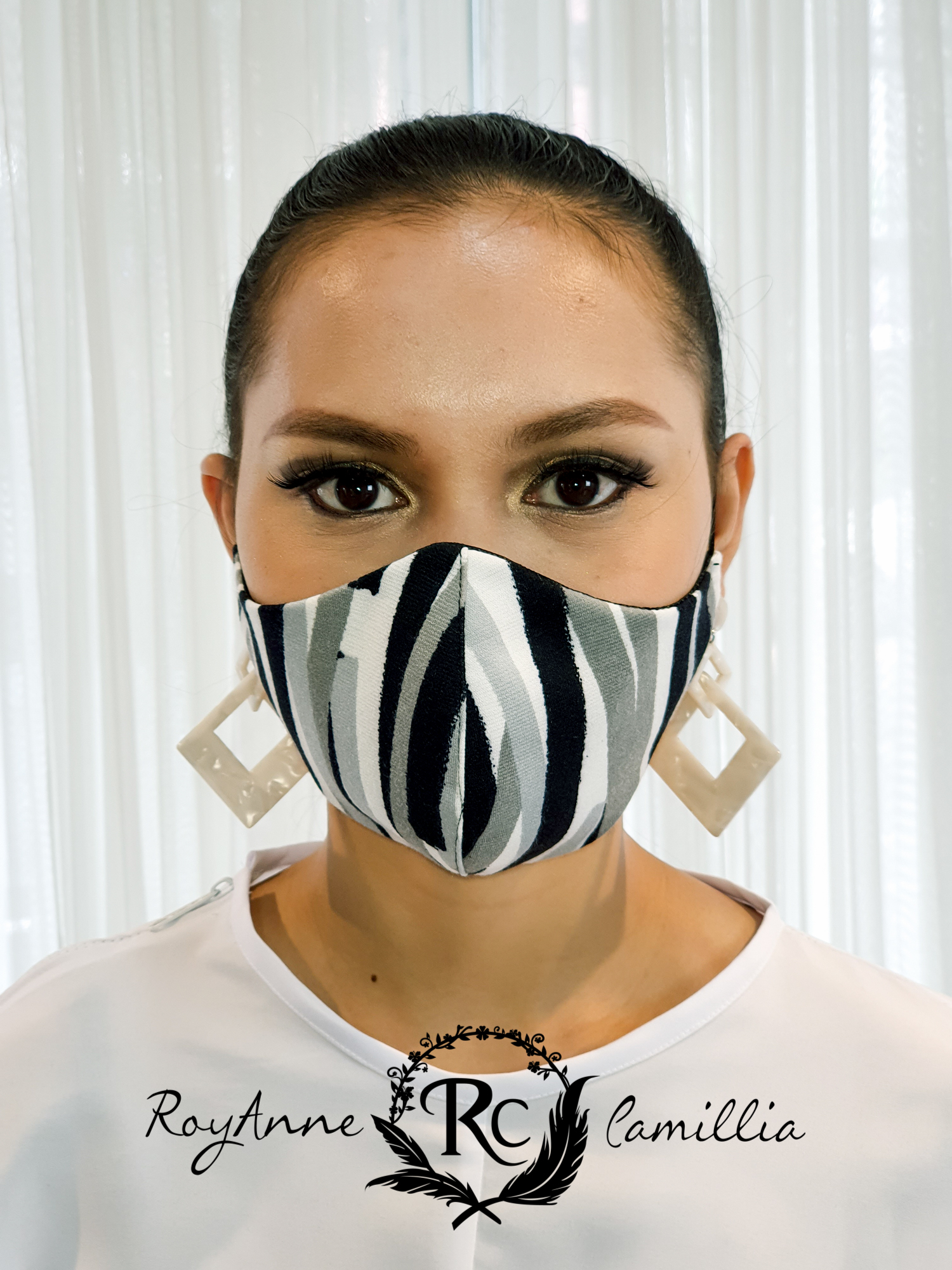 black and white stripe mask - ppe for new normal protect against covid 19